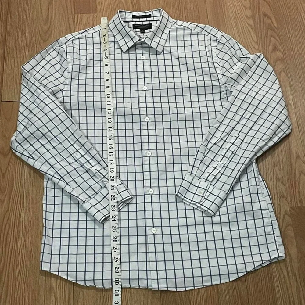 Banana Republic Men’s Large Slim Fit Long Sleeve Button Down Shirt White Plaid